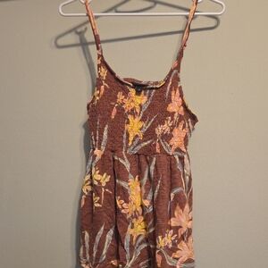 Torrid Brown Floral Sundress with Orange Accents